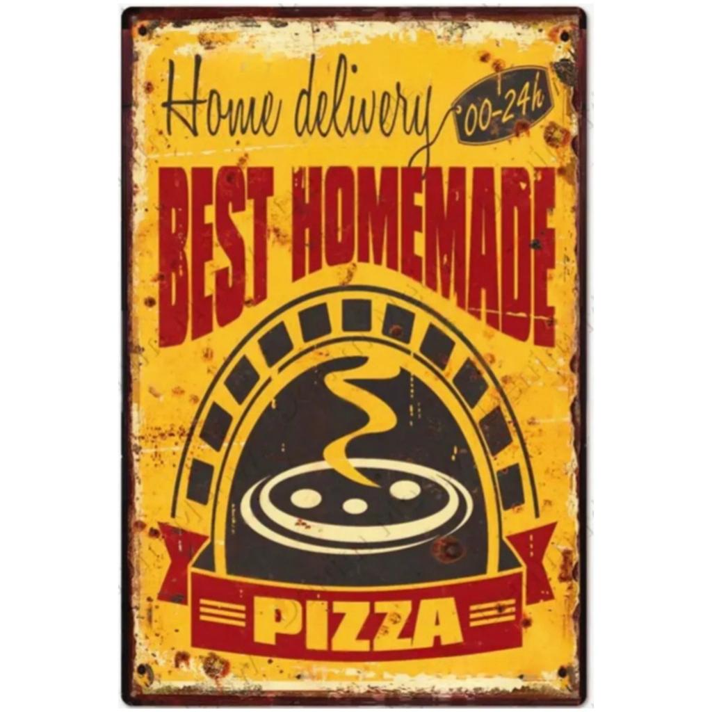 Vintage Pizza Zone Plaque Great Food Metal Sign Pub Bar Home Decoration Best Homemade Poster Italian Pizza Wall Art Plate
