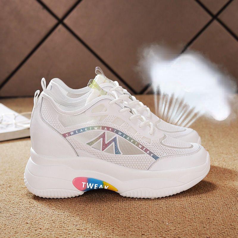 Women Mesh Breathable Casual Sneakers Women Platform Heels Wedges Height Increasing Ladies Vulcanized Shoes