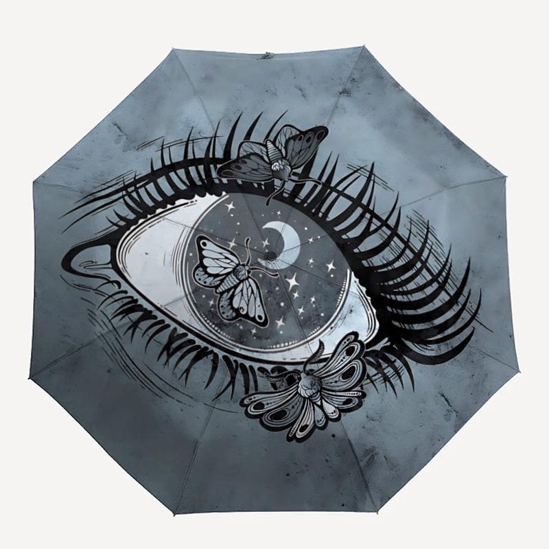 1pc Eye Butterfly Automatic Umbrella | Portable Foldable 8-Rib Manual Open, Cute Birthday & Holiday Gift for Outdoor yy260107137