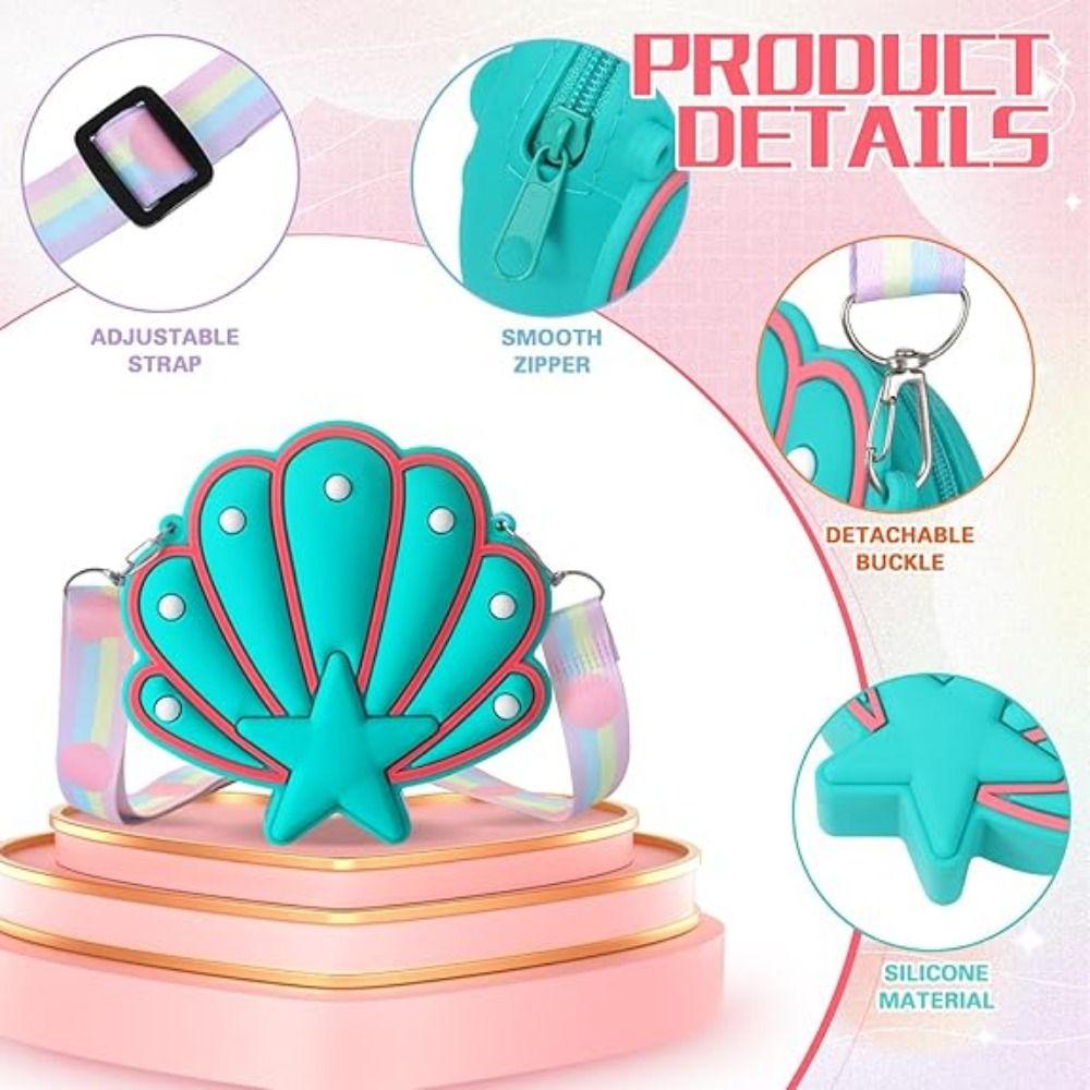 Water-proof Shell Coin Purse Soft Seashell Crossbody Pouch Portable Silicone Shell Bags Travel