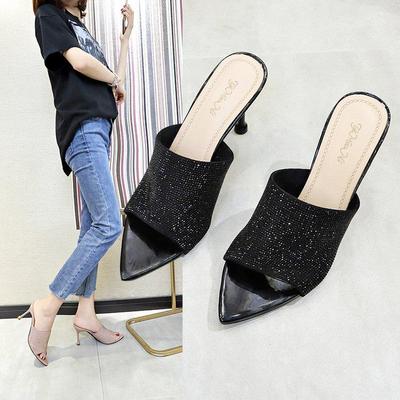 Тапочки, женская обувь, сандалии Fairy Wind на высоком каблуке со стразами, женская обувь