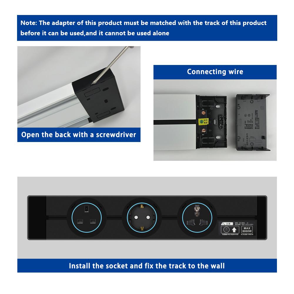 Настенная розетка с дорожкой электропитания ЕС Великобритания Франция Корея Стандарт Дом Кухня Ванная Офис Настенные электрические розетки Вилки Адаптеры Белый Черный