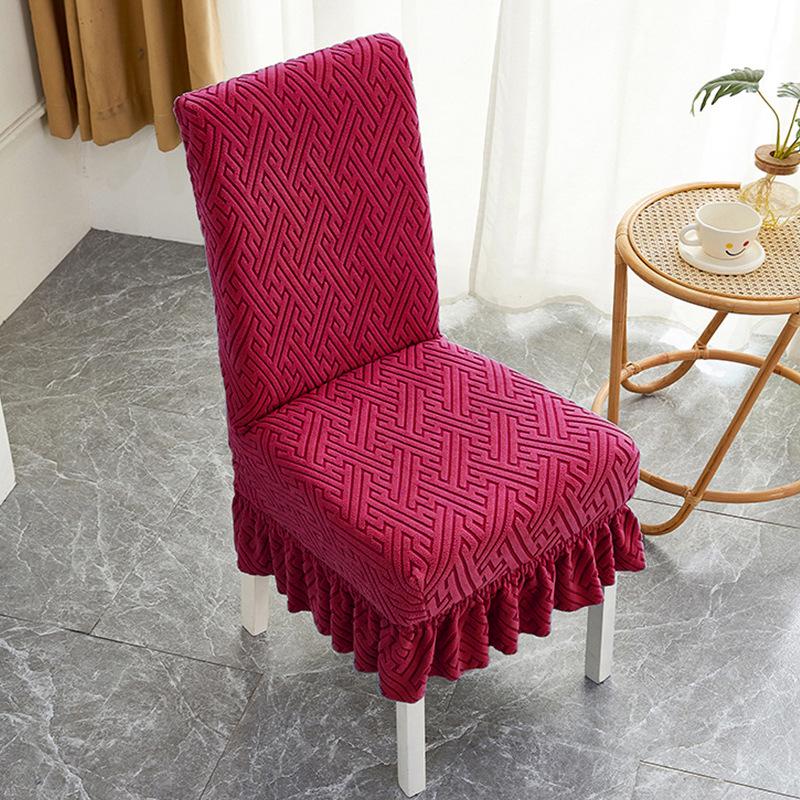 Жаккардовый стрейч чехол-юбка для обеденного стула на все сезоны