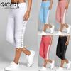S-5XL Women High Waist Cropped Pants Elastic Bandage Leggings Seamless Fitness Sports Pants Plus Size