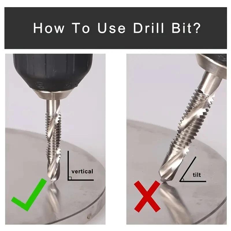 Compound Screw Tap Bit Set M3/4/5/6/8/10 Hex Spiral Tap Countersink Drill Reamer Titanium Soft Metal Tapping Chamfering Tools