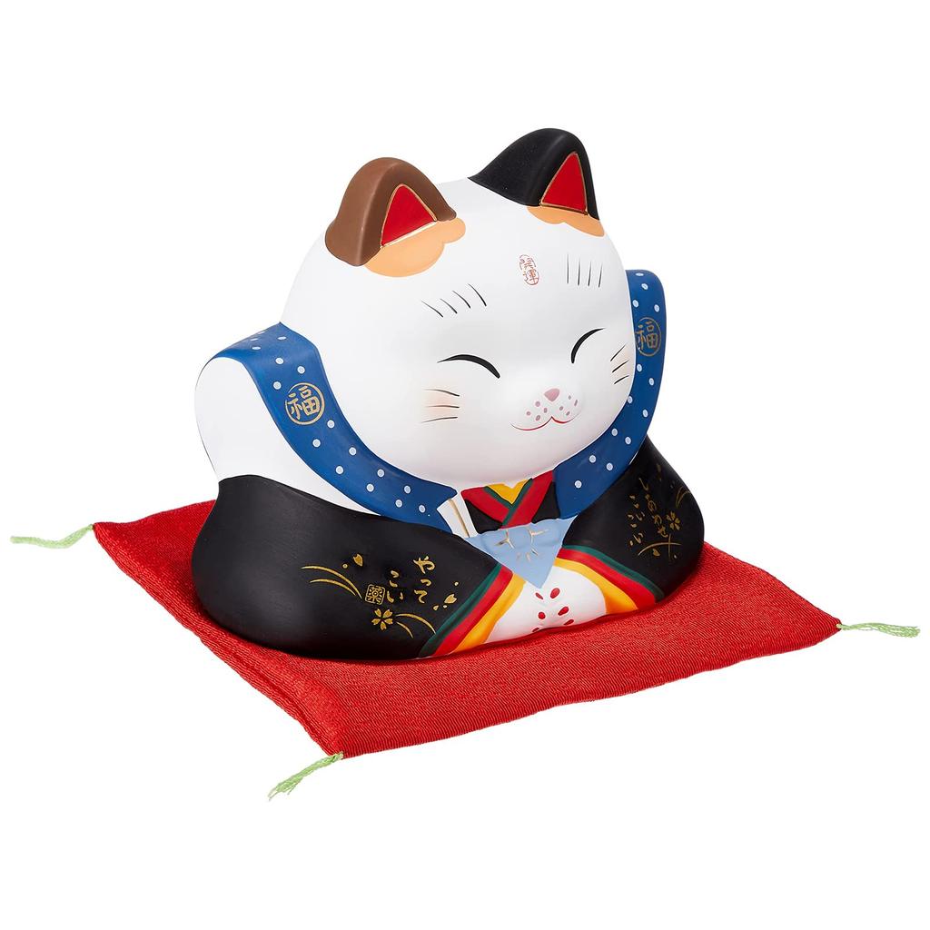 Yakushi Kiln Nishikisai Fukusuke Lucky Cat 4 Height 12cm 7845 No.