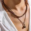 All Match Pine Stone Wooden Beads Necklace Pendant Retro Necklaces for Men Bohemian Irregularity Sweater Chain Men