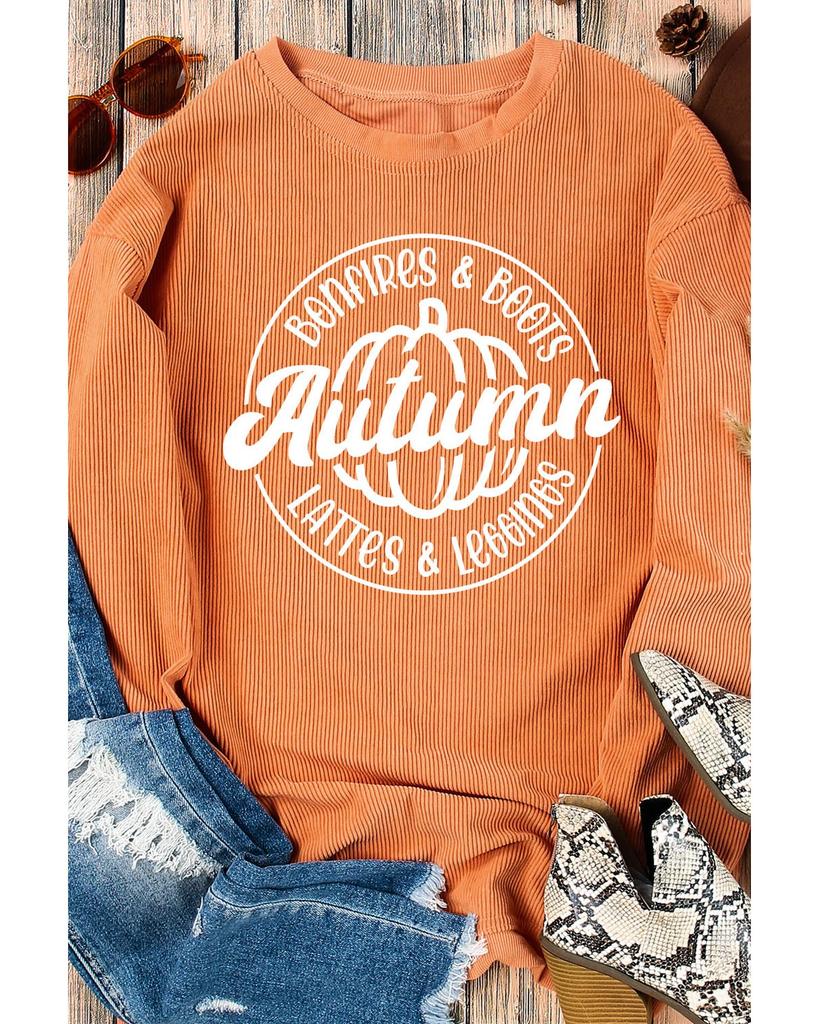 Azura Exchange Свитшот оверсайз с принтом оранжевой осенней тыквы