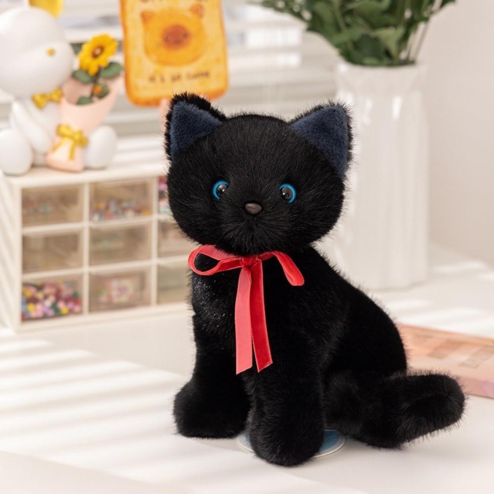 Fluffy Simulated Cat Plush Toys Sitting Pose Cat Doll Delicate Lifelike Kitten