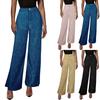 Womens Trendy Casual Streetwear Baggy Cargo Pants Wide Leg Trousers Shiny Silk Thread Loose Long Pants