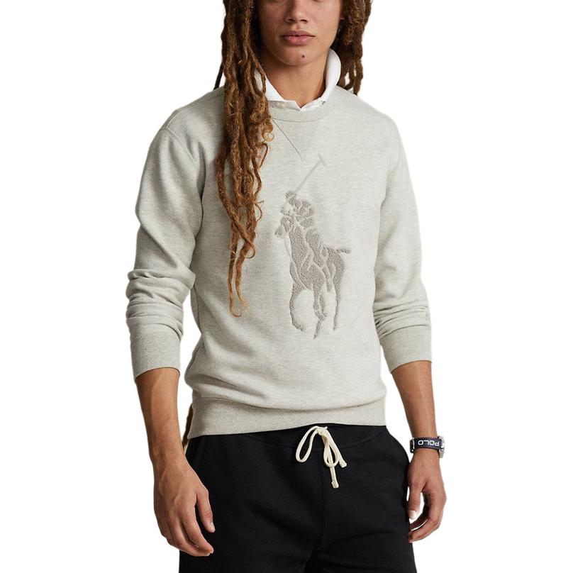 Polo Ralph Lauren Ss24 Equestrian Вышитый круглый вырез трикотажный повседневный свитшот мужской свитшот светло-меланжево-серый MNPOKNI16823444-020