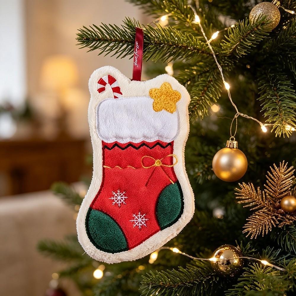 Absorbent Christmas Hand Towel Coral Fleece Kitchen Cleaning Rag Cute Xmas Handkerchief