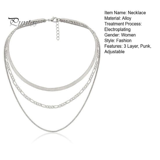 3-слойное женское ожерелье в стиле панк, крутой золотой, серебряный цвет, регулируемая цепочка из змеиной кости, многослойное ожерелье, модные аксессуары, подарок