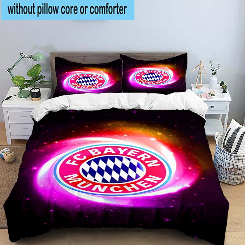 3pcs FC Bayern München Printed Bedding Set Duvet Cover Closure Includes 1 Duvet Cover & 2 Pillowcases Bedding Sets Home Decor Gifts