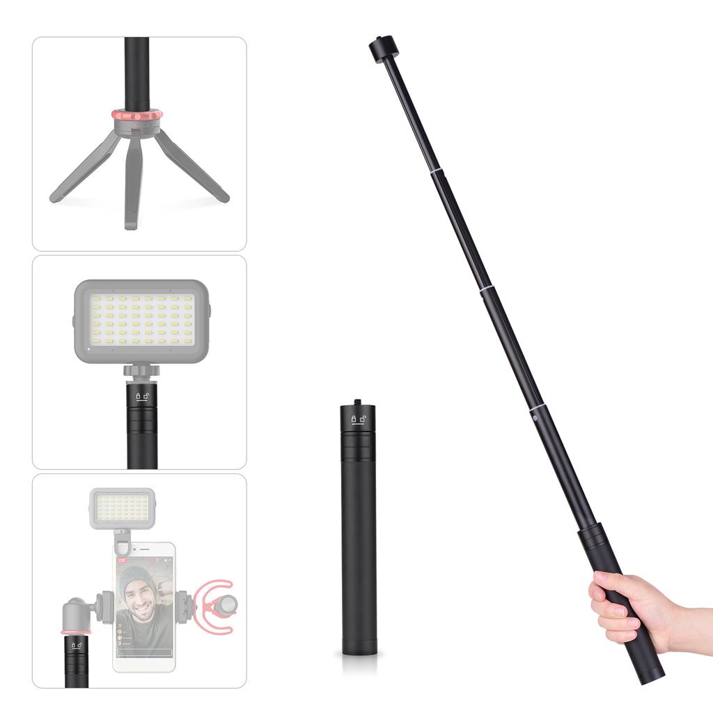 Telescopic Stabilizer Extension Rod Max. Length 73cm Aluminum Alloy Pole with 1 4 Inch Screw and Screw Hole for Gimbal