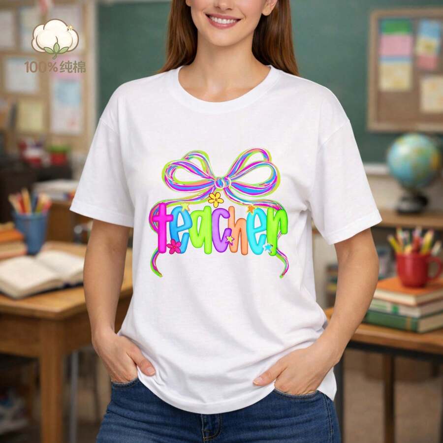 Unisex 100 Cotton Teacher Graphic Tshirt Cute Classroom Education Print Crew Neck Short Sleeve Casual Back To School Summer Daily Outfit Tee