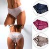 Women Triangle Briefs Underpants Lingerie Lace Breathable Ice Silk Panties Comfortable Solid Color