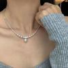 Сломанное серебряное жемчужное ожерелье, маленький дизайн, высокая эстетика, простой темперамент, цепочка на ключицы, женский кубик сахара, маленький бриллиант, легкая роскошь