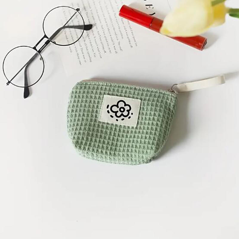 1 шт. Милый простой вафельный кошелек для ключей, помады, кошелек для карточек, чехол, модный женский кошелек на молнии с принтом