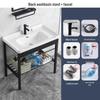 Stainless Steel Bracket Ceramic Wash Basin with Faucet