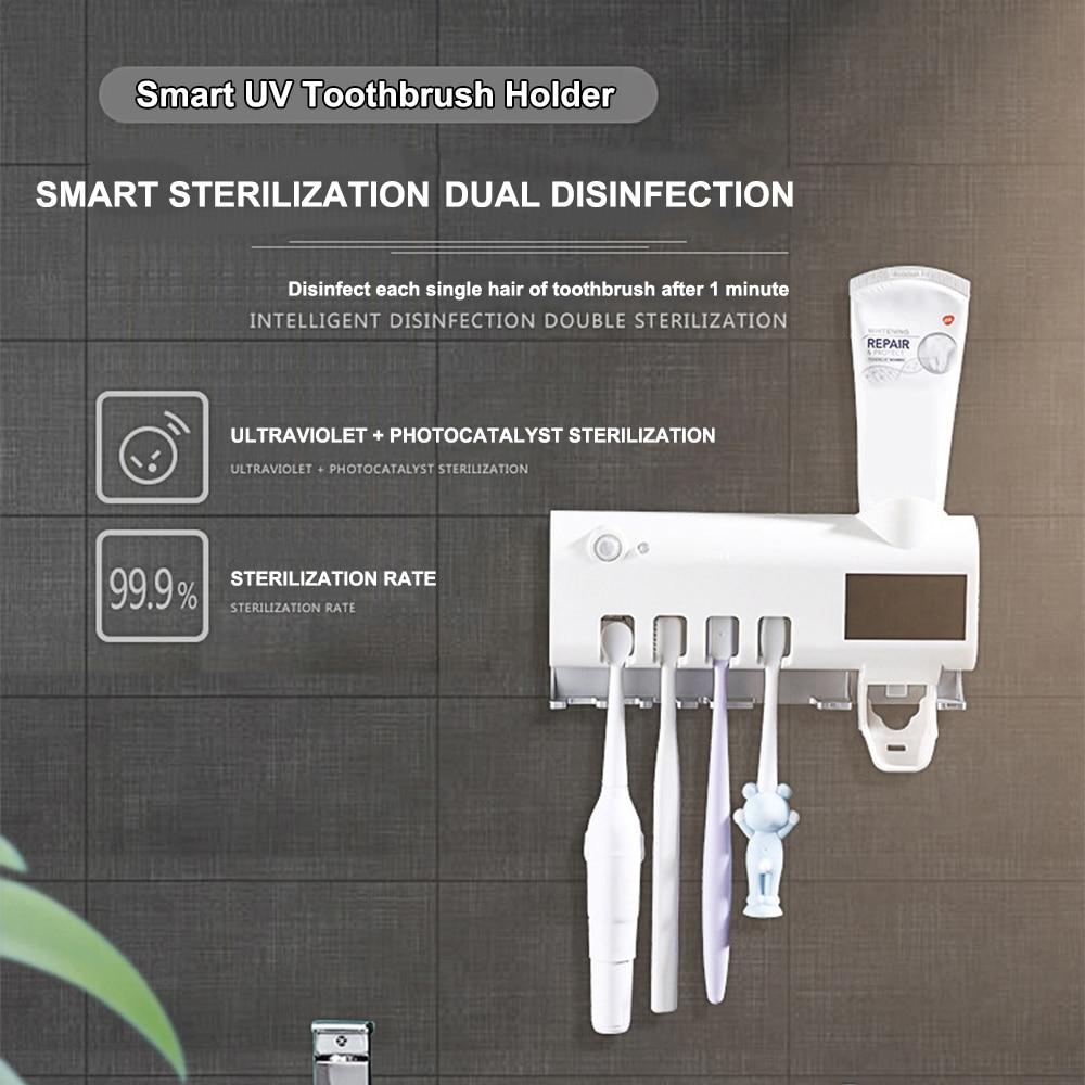 3 в 1 УФ-держатель для зубных щеток, стерилизатор, автоматический соковыжималка для зубной пасты, диспенсер для туалета, дома, наборы аксессуаров для ванной комнаты