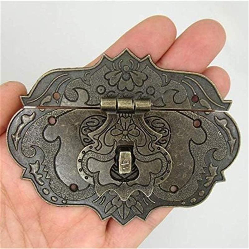 Антикварные застежки-защелки, винтажные бронзовые декоративные крючковые замки с винтами для деревянной шкатулки, ювелирного сундука, мебели
