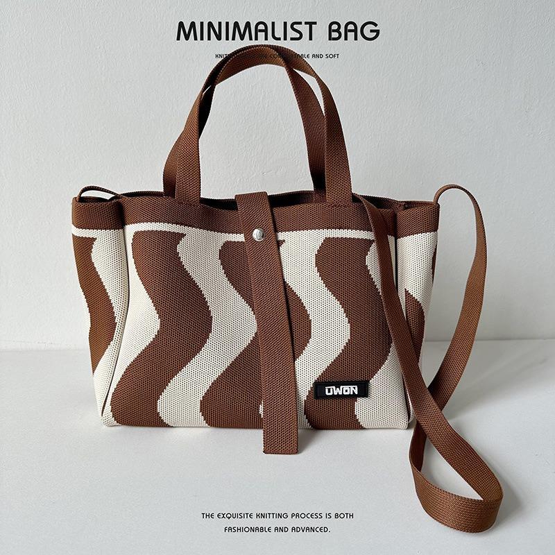 Нишевая дизайнерская вязаная сумка-тоут, повседневная сумка через плечо большой емкости