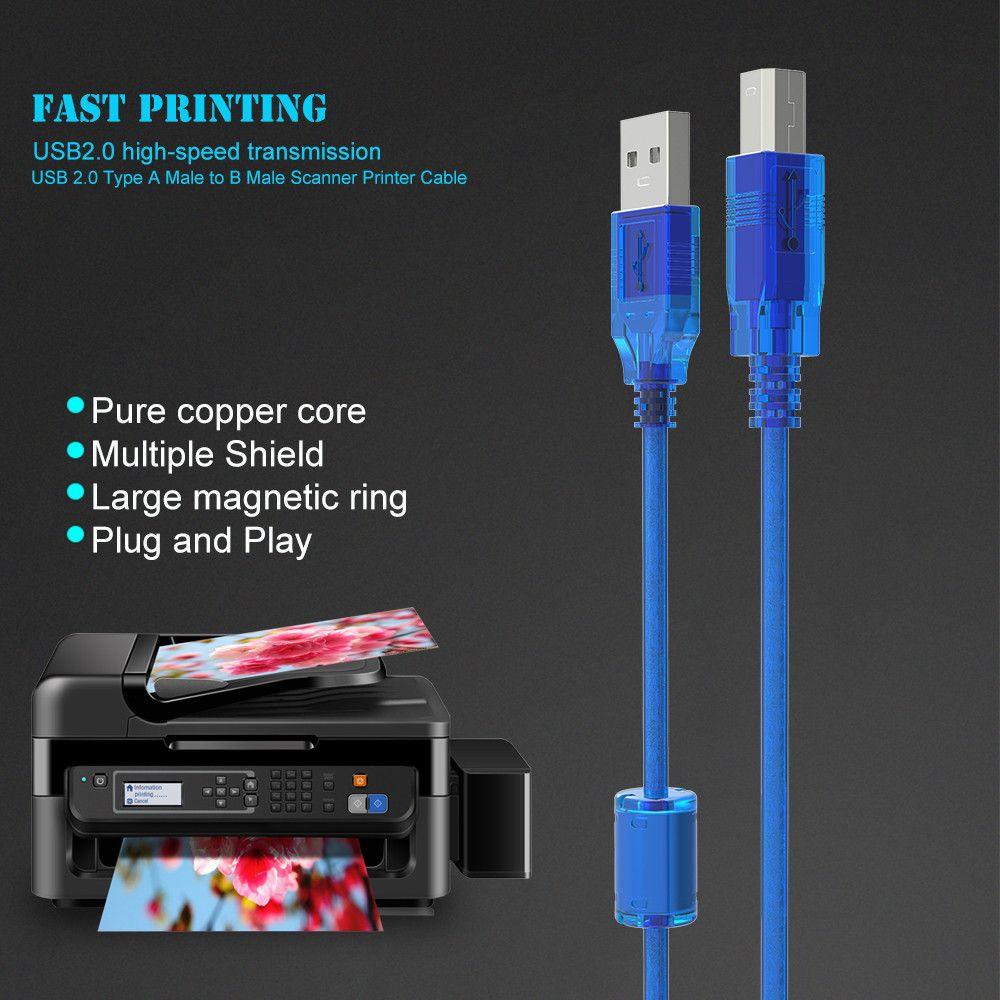 Epson Printer Super Speed USB 2.0 Printer Cable Sync Data Cord Type A Male To B Male Scanner Wire