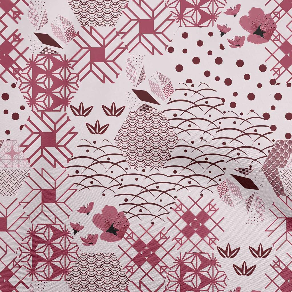 oneOone Cotton Flex Bluish Violet Fabric Asian Japanese Pattern Dress Material Fabric Print Fabric By The Yard 40 Inch