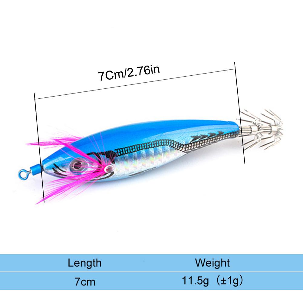Wood Shrimp Squid Lure ABS Simulation Shrimp Cuttlefish Bait 7cm 3D Eyes with Hooks for Outdoor Fishing Gear