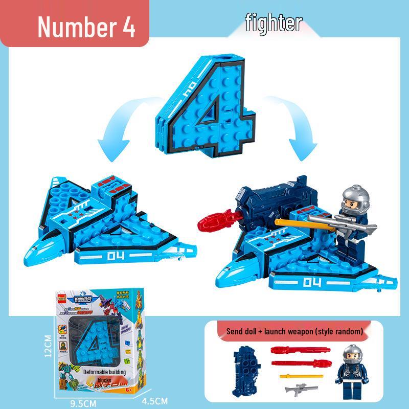 Large Kids' Number Symbol Transforming Robot Car Toy Set