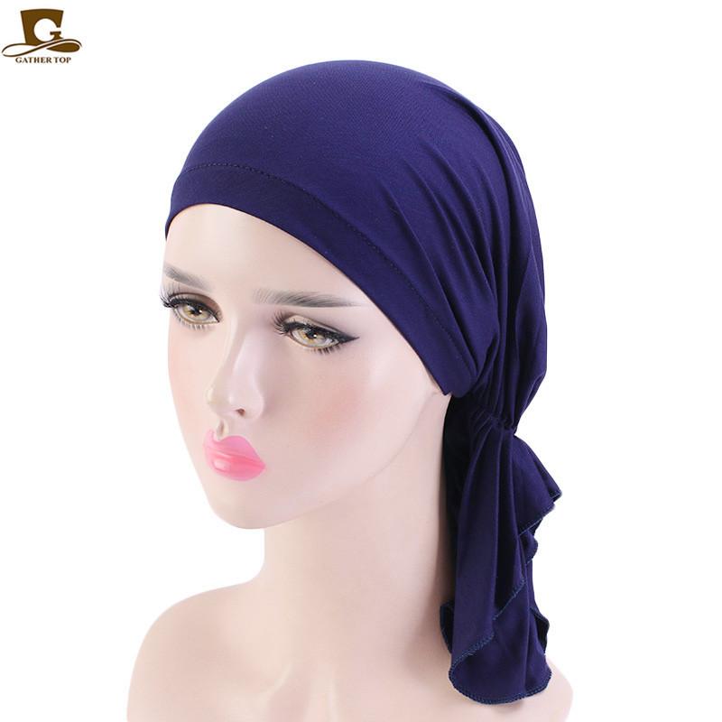 Chemo Headwear Turban Hats For Women Hair Loss Beanie Caps Solid Color Elastic Headwraps Hats For Cancer Hair Cover
