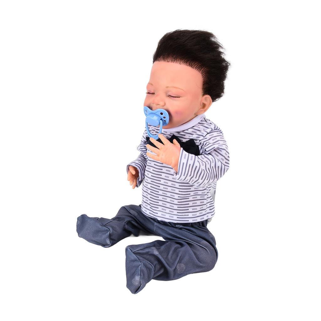 18inch Cute Lifelike Baby Boy Doll Short Hair Washable Vinyl Doll with Feeding Bottle