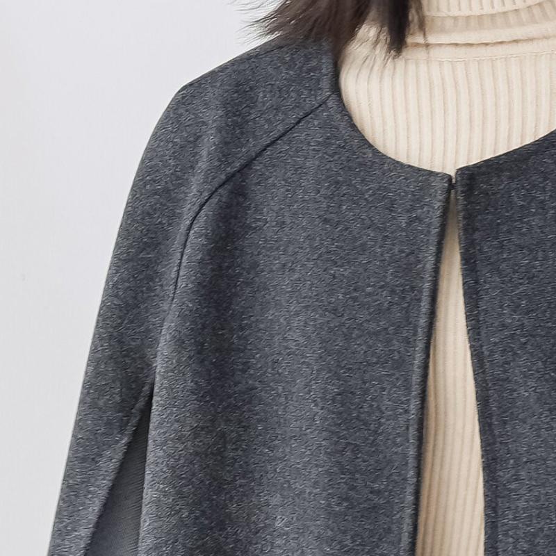 Весна Осень Новый Стиль Японский Стиль Куртка Круглый Вырез Свободный Крой Мантия Однотонный Топ Плюс Размер Стильное Женское Пальто