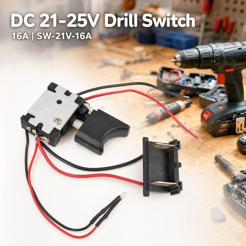 DC 21-25V Электрический дрель Контроль Нажимная кнопка Переключатель-триггер Для аккумуляторной литиевой батареи Электроинструмент Запасная часть