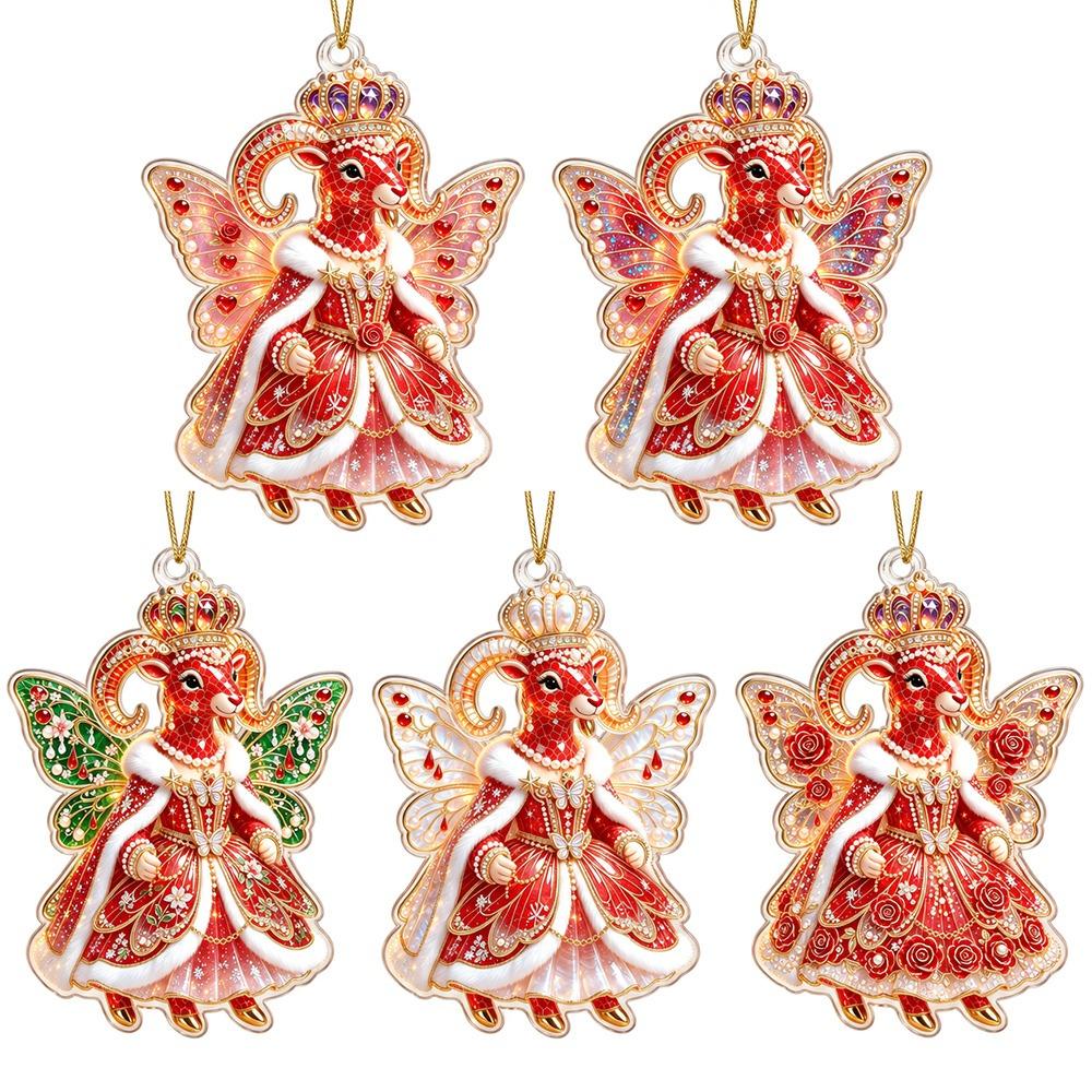 Acrylic Goat Hanging Ornament Set Shining Christmas Tree Ornament Shop Window Display