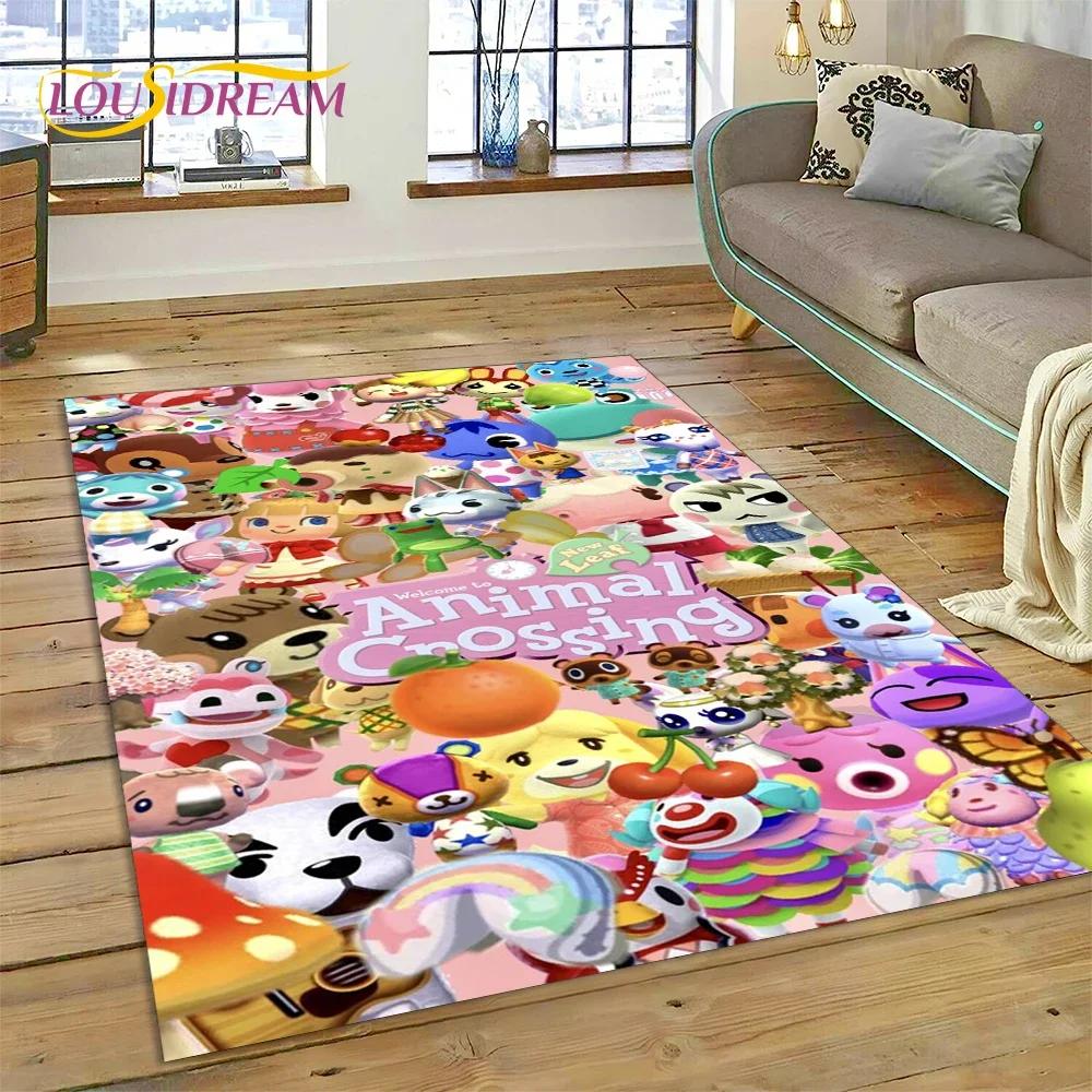 Cute Animal Crossing New Horizons Cartoon Carpet Rug for Bedroom Living Room Home Sofa Decoration,Kid Game Large Decor Floor Mat