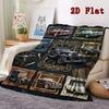 Vintage Car Art Rug 2D Flat Pattern Flannel Blanket, High quality All Seasons, Home Decor, Warmth and Comfort, Perfect for Christmas Gifts.