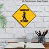 2D Flat - 1pc, Funny Gardener Crossing Sign - Diamond-Shaped Metal Aluminum Warning Plaque with Lawn Mower Design, Yellow & Outdoor/Indoor Farmhouse