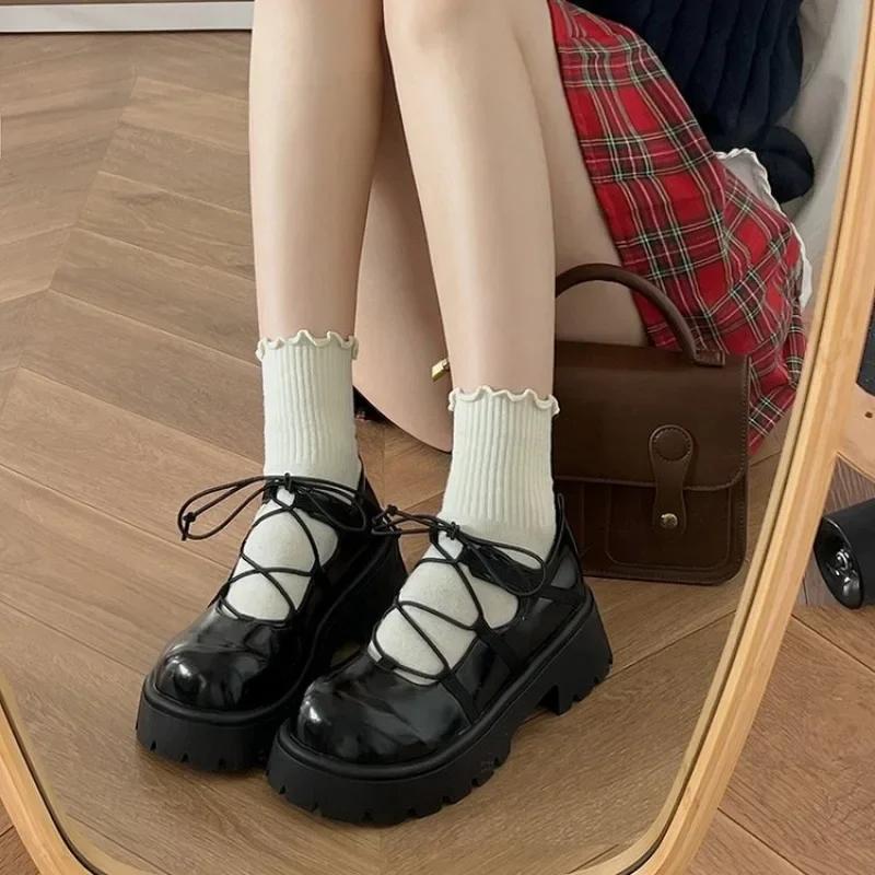 Women's Shoes 2024 Solid Color Round Toe Fashionable Women's Shoes Shallow Mouth Thick Sole Professional Women's Shoes Mary Jane