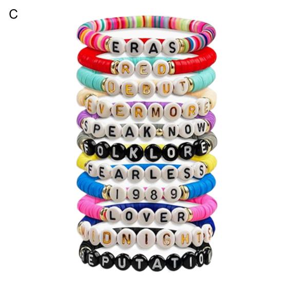 7/11/12/13 шт. браслеты с алфавитом красочные бусины гладкие богемные стиль вдохновляющие слова эластичная веревка из нержавеющей стали женские браслеты для девочек ювелирные изделия