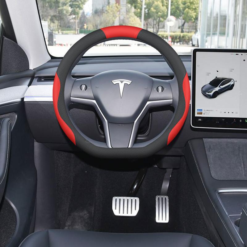Tesla Model 3 Steering Wheel Cover: Non-slip, Odorless, No-Sew, 25 Models Compatibility, Interior Modification