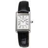 Seiko Женские кварцевые часы квадратной формы SWR053 Белый циферблат Черный кожаный ремешок