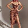 2023 модное атласное элегантное сексуальное платье женское тонкое платье с разрезом на бретелях для вечеринок и клубов с высокой талией облегающее платье без бретелек Vestido 24941