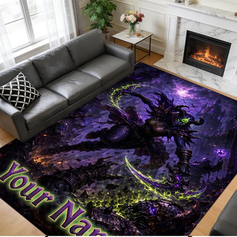 Crystal Velvet Rug Custom Name Text, Soft Non Slip Floor Mat Home DecorWorld of Warcraft