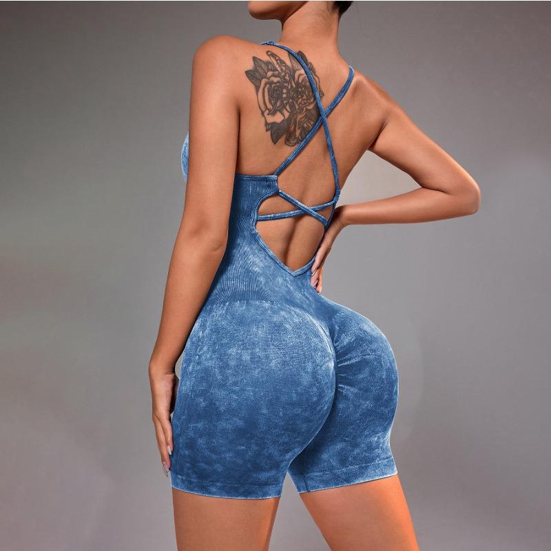 Backless One Piece Peach Butt Sports Stretch High Waisted Hip Lifting Fitness Jumpsuit