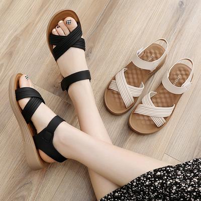 Женские туфли сандалии 2025 новые летние туфли на плоской подошве женские туфли на покатом каблуке летние универсальные толстые подошвы