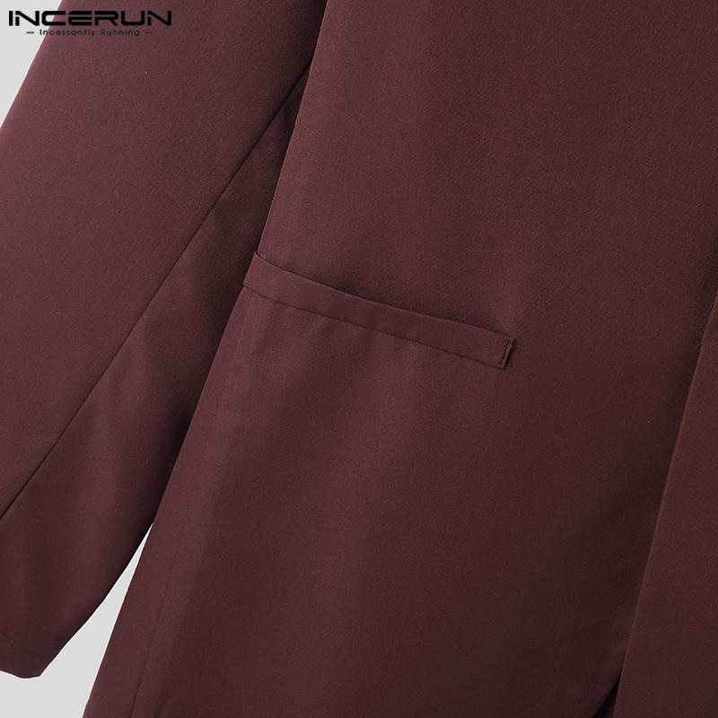 INCERUN Мужская однотонная легкая куртка на одной пуговице, повседневный офисный костюм, пиджак