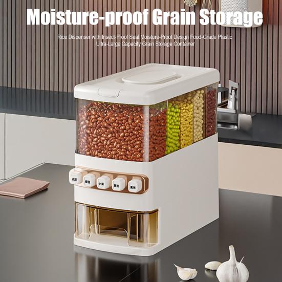 Диспенсер для риса с защитой от насекомых, влагонепроницаемый дизайн, пищевой пластик, контейнер для хранения зерна сверхбольшой вместимости