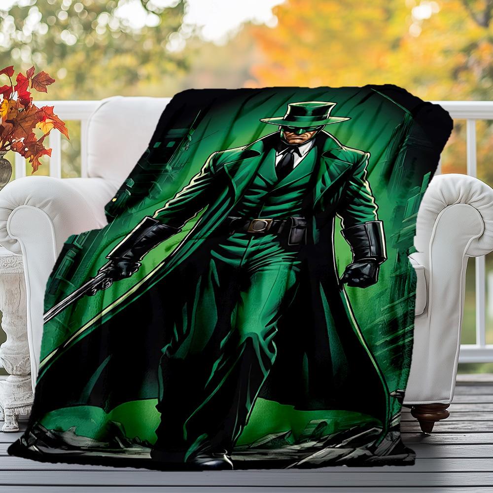 1pc Green RiddlerOutdoor Flannel Blanket Soft Plush Decor for Picnics, camping,Bedroom, Playroom, or Lunch Break, Perfect Gift